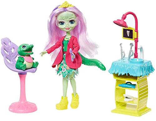 Enchantimals Vamos al Dentista, muñeca Andie Alligator con Mascota y Accesorios (Mattel GFN55)