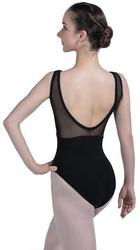 Dance Favourite Women's Ballet Leotard 01D0152 (M), Deep V Mesh Front, Open Back, Front Lined, 4-Way Stretch
