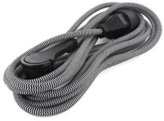 Prolongateur Textile fiche Plate 3m ou 5m - Plusieurs Coloris - Chacon (Noir/Blanc, 5m)