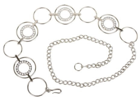 O-Ring Strass Kreis Metallkette Gürtel Gr. M-L, silber