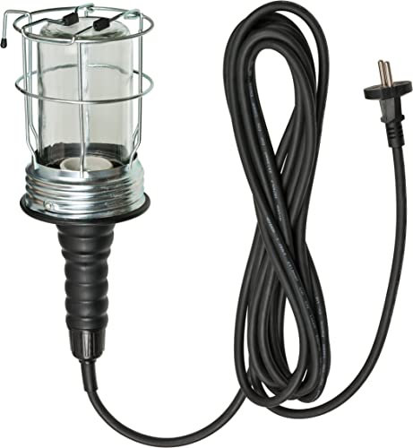 Brennenstuhl Handleuchte/Werktstattlampe aus Hartgummi mit stabilem Schutzkorb (60 W, 136 mm Durchmesser, 5m Kabel) schwarz