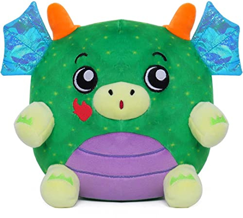 Dream Beams - Söt, gosigt plyschdjur, Glow in The Dark, tvättbar, från 0 år (18 cm, Draco (drake)