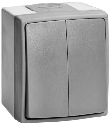 Miratic Interruptor Pared, Interruptor de Luz Resistente al Agua IP55 Interruptor Pared Doble Diseño Elegante y Funcional para Uso Doméstico y Comercial