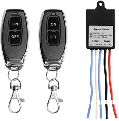 QIACHIP Mini Interruptor de Control Remoto Inalámbrico DC 6V 12V 24V 1CH Canal RF Relé Interruptor Receptor Transmisor para Luz LED Batería de Coche Anti-Fugas Retrofit,Control de Acceso