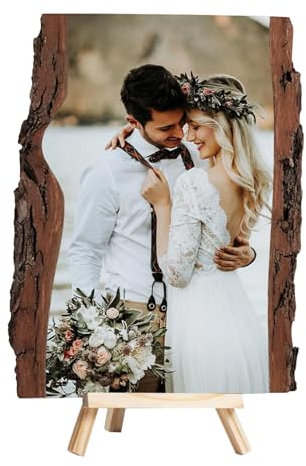 Álbum de fotos personalizado con marco de madera grabado personalizado para manualidades con soporte (01-a todo color)