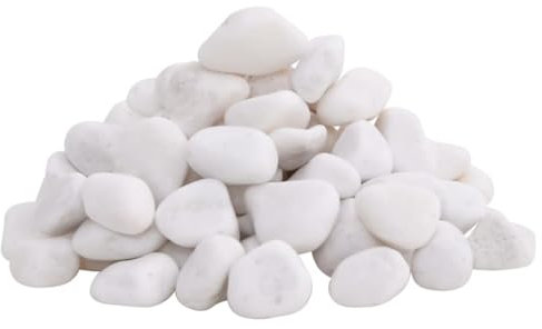 vidaXL Polerade stenar, flodstenar, vasstenar, dekorationsstenar, stenar för akvarium trädgårdsväxter, 25 kg vit 2–5 cm
