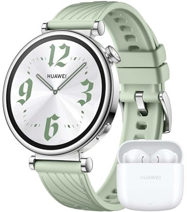 HUAWEI Watch GT 4 41mm Smartwatch,Bis zu 7 Tage Akkulaufzeit, Android und iOS, Kalorienmanagement, Professionelles Gesundheitsmanagement, SpO2, GPS, Deutsche Version, Grün + FreeBuds SE 2
