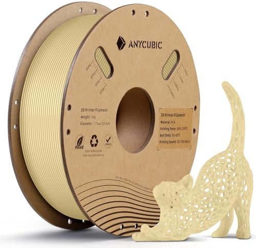 ANYCUBIC PLA Filament 1.75mm Beige, 3D Drucker Filament PLA, Filament 3d Druckmaterialien für FDM 3D-Drucker, Vakuumverpackung, RFID für Intelligentes Drucken, 1kg PLA