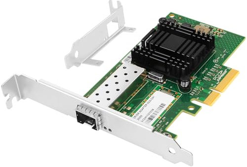 Euqvos PCIe Ethernet-Netzwerkkarte für Intel 82599ES Chipsatz PCIe 2.0 x4 10 GB Single Port SFP+ LAN Card Support Windows Server/Windows/Linux/VMware/ESX