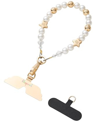 GOODAYY Cordino per Telefono da Polso, Cordino per Cellulare con Metallo e Nylon Linguetta Durevole, Accessori del Telefono Universale Cordino Bracciale Portachiavi con Scatola (Oro)