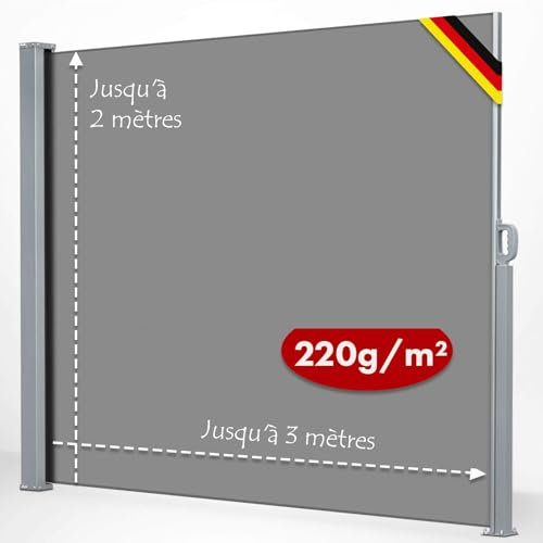 KARAT Store Latéral Extensible – Brise-Vue et Pare-Vent pour Jardin, Balcon et Terrasse – Protection Contre Le Vent et Les Regards avec Fixation Murale (Anthracite, 200 x 300 cm)