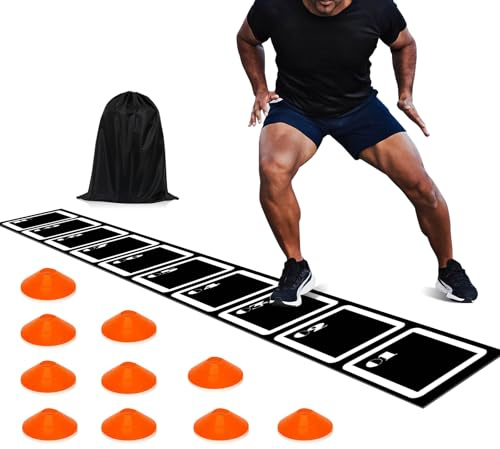YTOPRO Agility Ladder Set: 15ft Rubber Non-Slip Agility Training Ladder with 10 Soccer Cones for Outdoor Agility Training| Basketball Fitness Soccer Training Equipment for Adults Youth