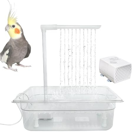 Douche Autonettoyant De Cockatoo - Baignoire Automatique Pour Gros Perroquets | Douche De Perroquet À Batterie, Bain De Pigeons D'eau, Fontaine De Douche Perruche Avec Pompe, Baignoire