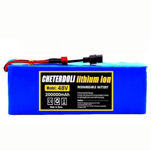 48V 200Ah 13S3P Batterie Lithium-ION pour Vélo Électrique Et Trottinette Électrique avec Chargeur 54,6 V 2 A pour Moteur 1000 W 750 W 500W Ou 200 W 48V200AH,XT30