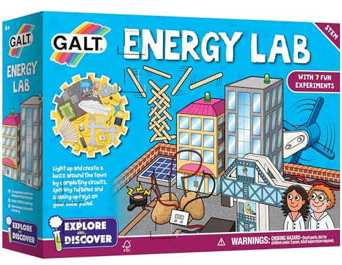 Galt Energy Lab - Explore & Discover Kids Science Kit, 7 Fun Experiments for Children, Physics Experiment Activity Set - National Curriculum Compatible STEM Toys - Gifts for Boys & Girls Ages 8 +