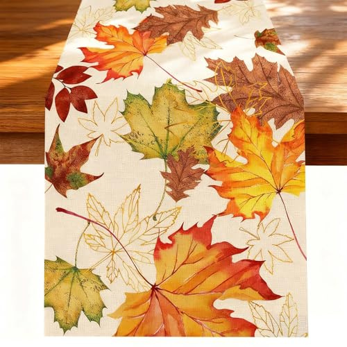 JOOTUEPO Runner Autunnale, 33x183 cm Addobbi Autunnali Runner Tavola Foglia D'acero Moderno, Feste e Vacanze, Centrotavola Decorazioni Halloween Autunno Raccolto Festa a Tema