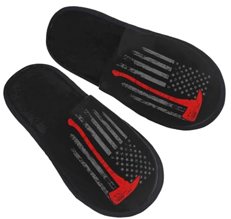 Shoes Firefighter Axe Thin Red Line Flag Anti-Skid Slippers Warm Sliders For Outdoor Hotel Trip L