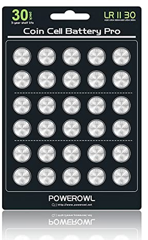 POWEROWL 30 Unidades Pilas de Botón LR1130 AG10 de 1,5 V para Relojes y Pequeños Dispositivos Electrónicos