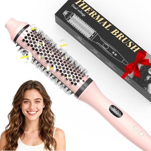 Bopcal Spazzola Termica per Capelli 3 in 1, Thermal Brush Ionico, Spazzola Arricciacapelli 38mm, Volumizzante e Blowout, Dual Voltage, Display LED 120-220 ℃ C257 23