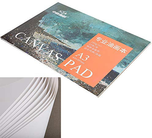 Wakects Bloc de Papel para Pintura Al Óleo, Lienzo de Algodón para Pintura, 10 Hojas de 0.38 Mm de Grosor, Despegable Sin Imprimación, Fácil Coloración para Al Óleo y Acrílica