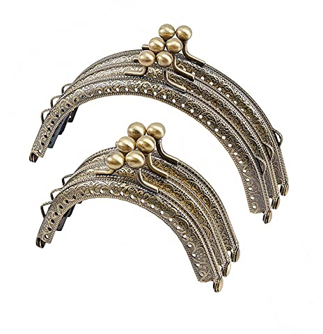 PH PandaHall 2 misure Chiusure Portamonete Clic Clac 6pz Borsa Catenaccio Blocco Telaio 8.7/12.7cm Metallo Frame Portamonete Bacio Clasp Clutch Borse per Estate Manico Borsa Cucito Artigianato