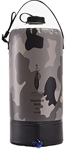 Campingdusche Tasche, 10L Tragbare Gartendusche Outdoor Warmwasser Dusche Reisedusche mit Duschkopf, Schlauch, Pumpe, für Wandern, im Freien, Klettern,Gray