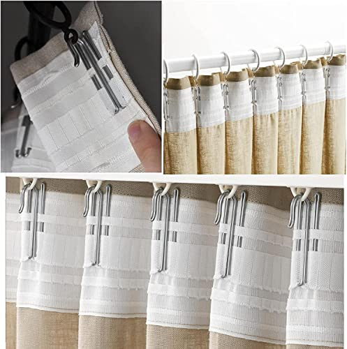 Curtain Tape with Hooks. Perfect for Ceiling Track System or rods with Curtain Rings (100 Tape, 20 Hooks)