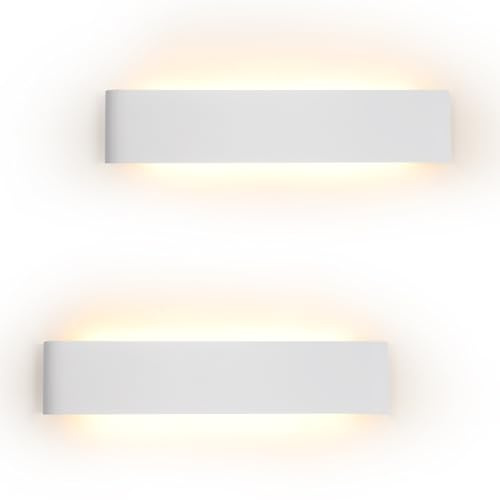YCZM 2 Pezzi Applique da Parete Interno 18W,Lampada da Parete Interno 2160LM 31CM,Applique LED da Parete Interni 3000K Bianco Caldo,Lampada a Muro Bianco Per Soggiorno,Camera da Letto,Scale,Corridoio
