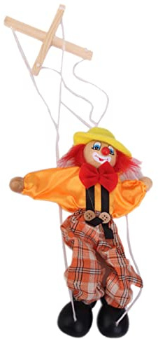 EHJRE Wooden Durable Functional Clown Marionette Kids Children