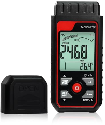 Nimomo Digital Varvräknare, 2,5–99,999 RPM, Laser, Max/MIN/Avg, ABS, Svart, 37 mm Display