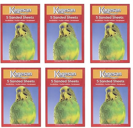 6 PACK KAGESAN RED BIRD CAGE SAND PAPER SHEETS 6 x 5 PCK = 30 SHEETS 43CM X 28CM 27137