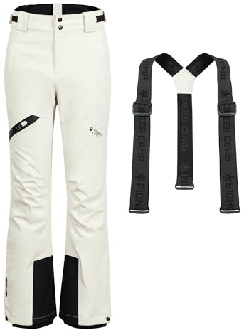 Pioneer Camp Vattentäta skidbyxor för dam med avtagbara remmar, vattentäta sömmar, snöskyddskjol vandringsbyxor snowboard varma vinteroveraller, Molngrått, XL