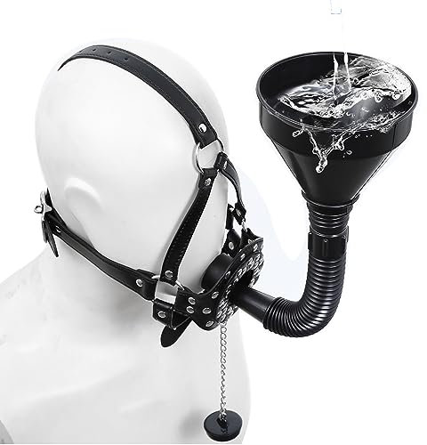 Kutocesy BDSM Kit Sesso Ball Gag con Imbuto Bondage Testa Imbracatura Vincoli Set per le Coppie per i Giochi di Sesso Acqua (Black)
