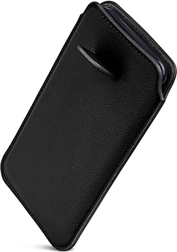 ONEFLOW Liberty Case für iPhone 15 Pro Max Handy Einsteckhülle mit Rückzugfunktion, PU Leder Handytasche, Schutzhülle mit Lasche, Sleeve Etui Hülle zum Einstecken, Schwarz