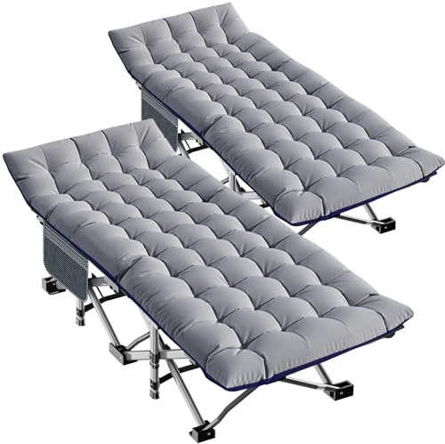 Ryuhic Camping Beds for Adults, 71cm Folding Portable Outdoor Camp Bed with Cozy Mattress, Oversized Travel Heavy Duty Bed Fishing Bed with Carry Bag, Support 200kg 2Pack