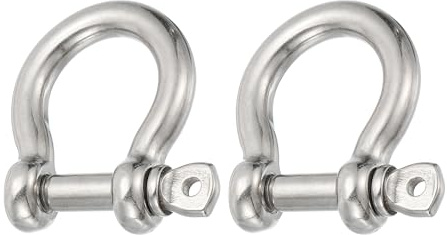 PATIKIL Screw Pin Shackle 10mm 3/8 1410lb, 2Pcs 304 Stainless Steel Forged Bow Shackle Marine Grade for Chains Wire Rope Outdoor, Silver