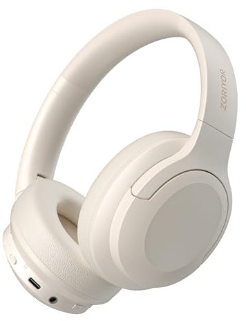 ZORIYOR Z1 Pro ANC Casque sans Fil HiFi Son, Casques Bluetooth 5.3 Autonomie de 70 Heures, Réduction de Bruit ENC pour Appels IPX4 Design Ergonomique Beige