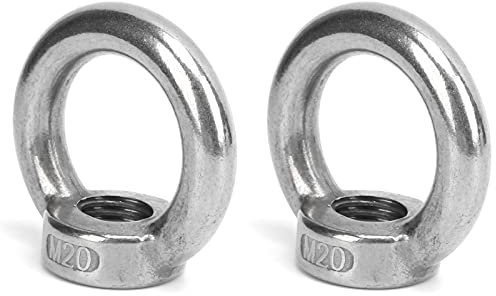 2Pcs Écrous à Anneau Marins, 700 kg/1200 kg/1500 kg Anneau de Levage en Acier Inoxydable Écrous Filetés Femelles Écrou à Boucle Écrou à œil pour Yachts, Bateaux à Moteur, Navires (M20)
