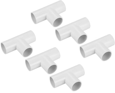 sourcing map 6Pcs PVC Conduit Coupler T-Shaped Fittings PVC Pipes Vinyl Tubing PVC Pipe Connectors 20mm 3 Ways for Hose Electrical Conduit White