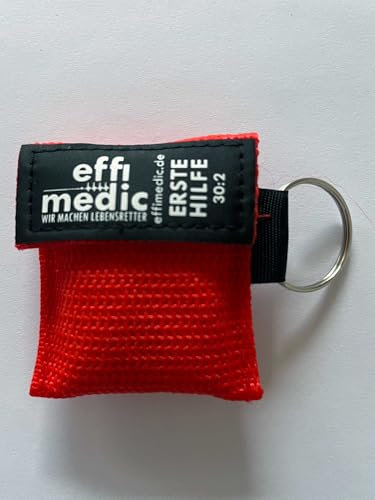 CPR Schlüsselanhänger Maske, Beatmungsmaske Faceshield Taschen (rot, 1 Stück)