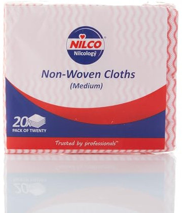 Nilco Chiffons Non-tissés Rouges Paquet de 20 - Chiffons résistants et réutilisables pour des tâches de Nettoyage à la Maison et au Bureau
