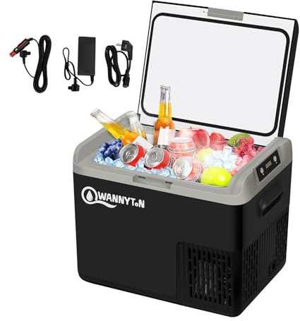 WANNYTON Mini Kühlschrank, Kompressor Kühlbox, 18 Liter 100-240V AC/12V DC, elektrische Kühlbox mit Kühlung Funktion, für den Auto- und Heimgebrauch, für Getränken