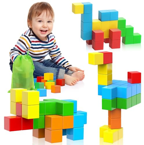 Rierousy Blocchi magnetici da costruzione per bambini, set di mattoncini magnetici, per ragazzi e ragazze, compleanno, Natale