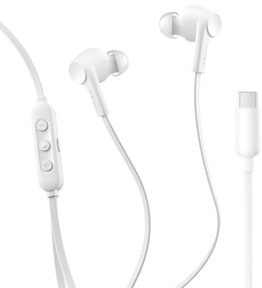 Belkin SoundForm ANC - Auriculares con Cable con Conector USB-C, Auriculares intrauditivos con micrófono, Auriculares para iPhone 17, iPhone 16, iPad Mini, Galaxy S25, Google Pixel 10, Android y más