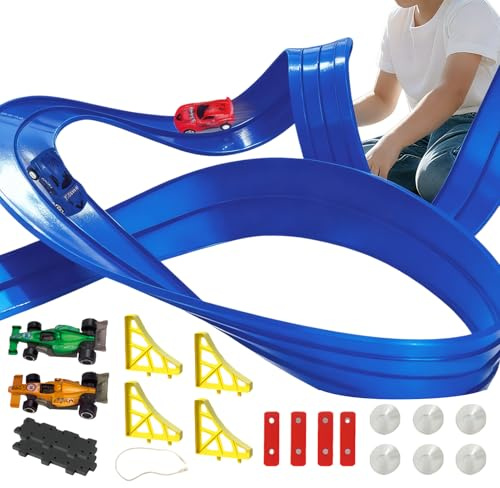 Juego de Juguetes para vehículos de Carreras - Kit de de Juguete para Juegos en Pista de Autos de Carreras Premium Profesional avanzado, Pista interactiva para Autos | Niño pequeño Navidad Hog