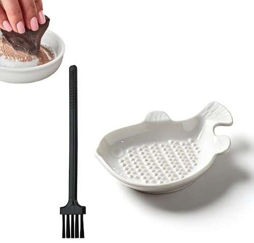 Plato Rallador, Rallador De Ajo De Cerámica, Rallador De Cerámica Eficiente, Plato De Rallador De Porcelana, Con Cepillo Especial, Para Triturar Puré De Manzana y Jugo De Jengibre(B)