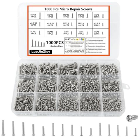 1000 PzViti M2 M2,5 M4, Piccole Viti per Occhiali, Viti a Testa Svasata Crociata per SSD, Laptop, PC e Computer
