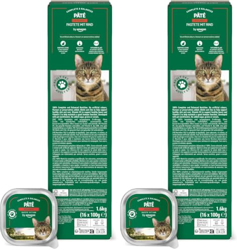 by Amazon Nourriture Humide pour Chats, Pâté au Bœuf, 100g, Lot de 32