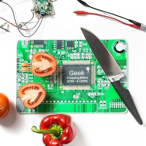Eurowebbiz Planche à découper Imitation Circuit imprimé Carte mère en Verre Vert Rectangulaire 30 x 20 cm avec Pieds antidérapants