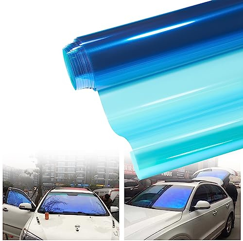Light Blue Chameleon Windshield Tint Car Windshield Sun Shade Tint Reflective Glass Film 19.68'' x 118''